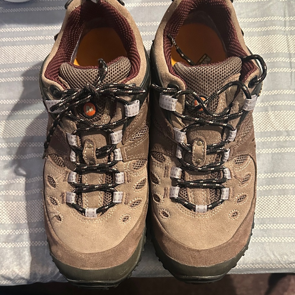 Merrell Tan and Brown Athletic Hiking Shoes